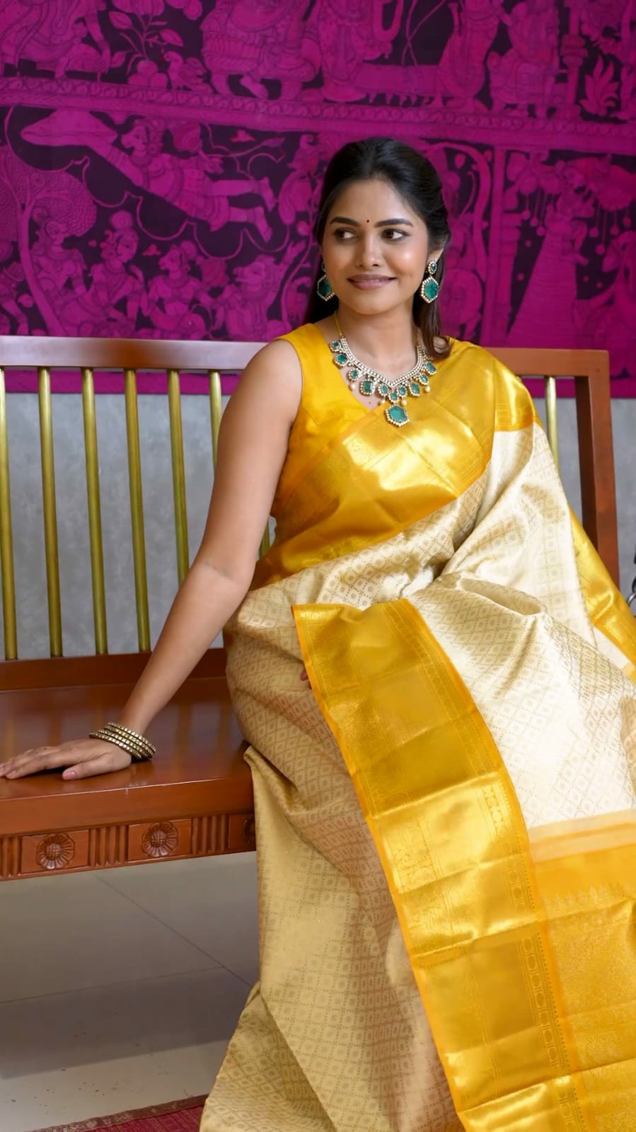 Yellow Silk Saree with Rich Woven Border