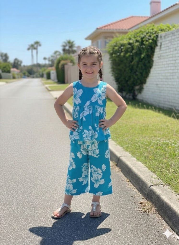 Trendy Girls Blue Floral Co-Ord Set