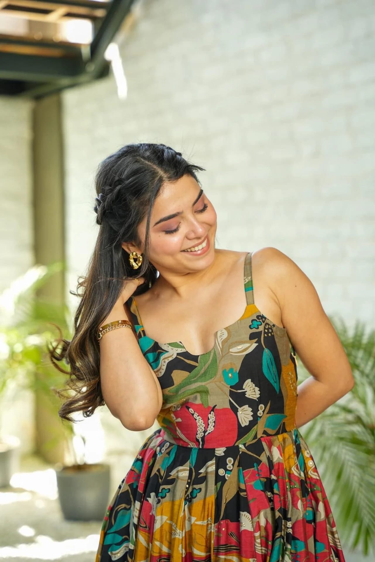 Multicolor Printed Maxi Dress for Women | Sleeveless Flared Long Dress