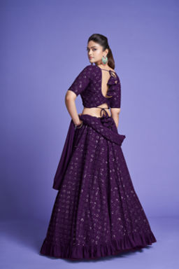 Purple Lehenga Set with Sequin Motifs