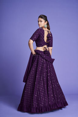 Georgette Engagement Wear Purple Lehenga Choli