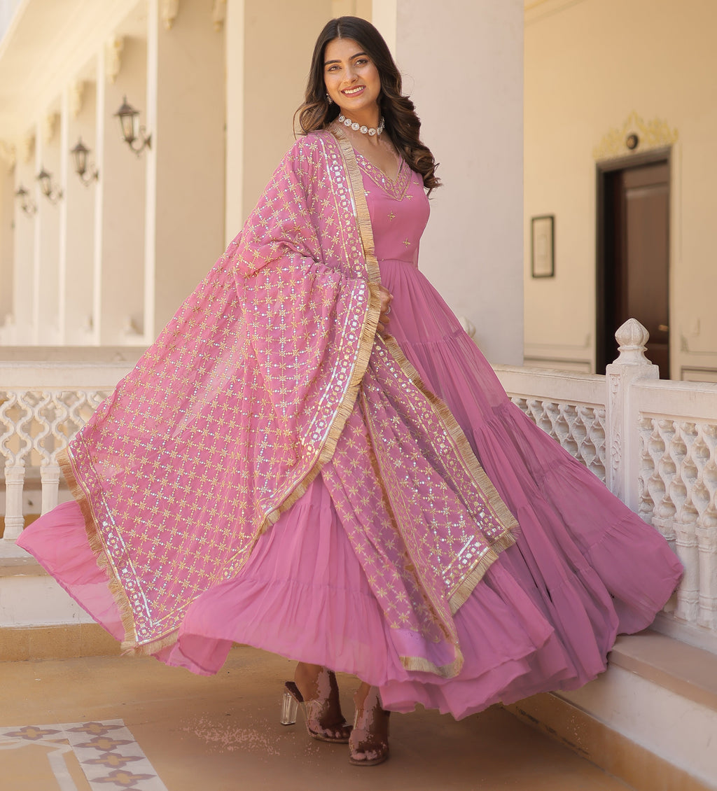 Flared Anarkali Suit Set with Dupatta