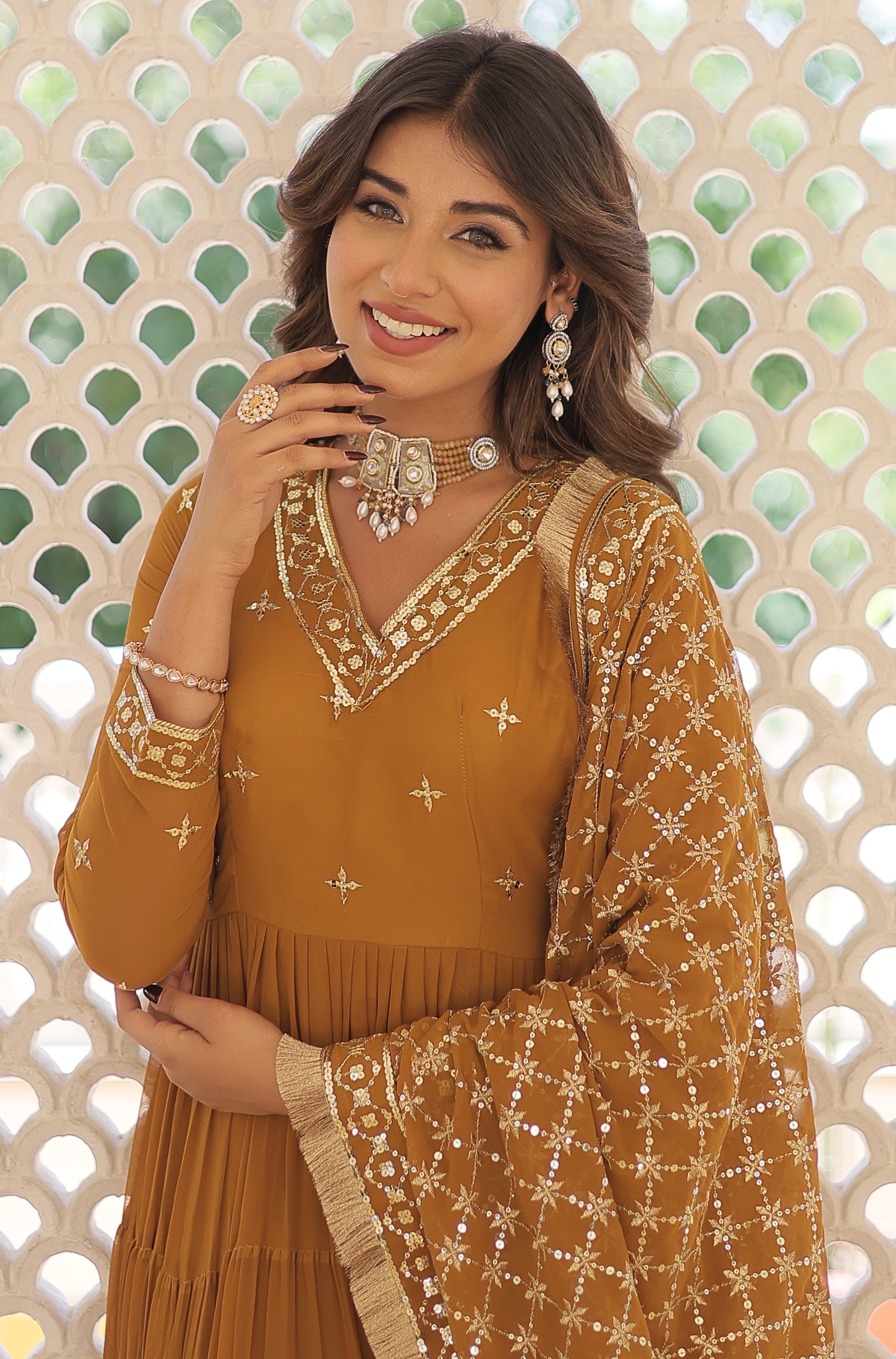 Flared Anarkali Suit Set with Dupatta