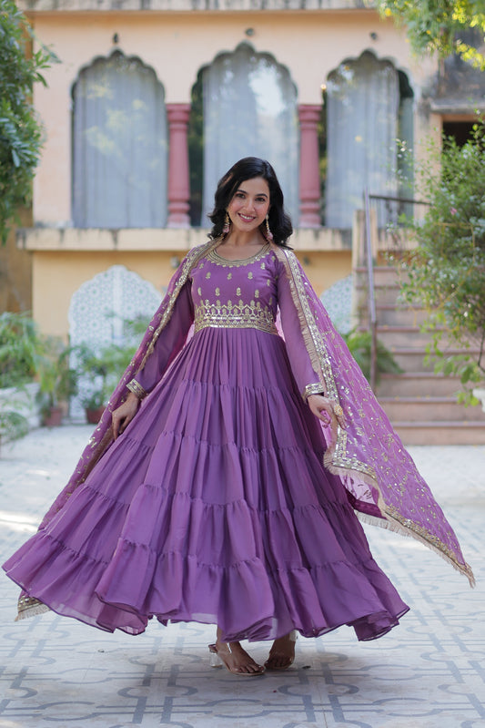 Royal Lavender Embroidered Anarkali