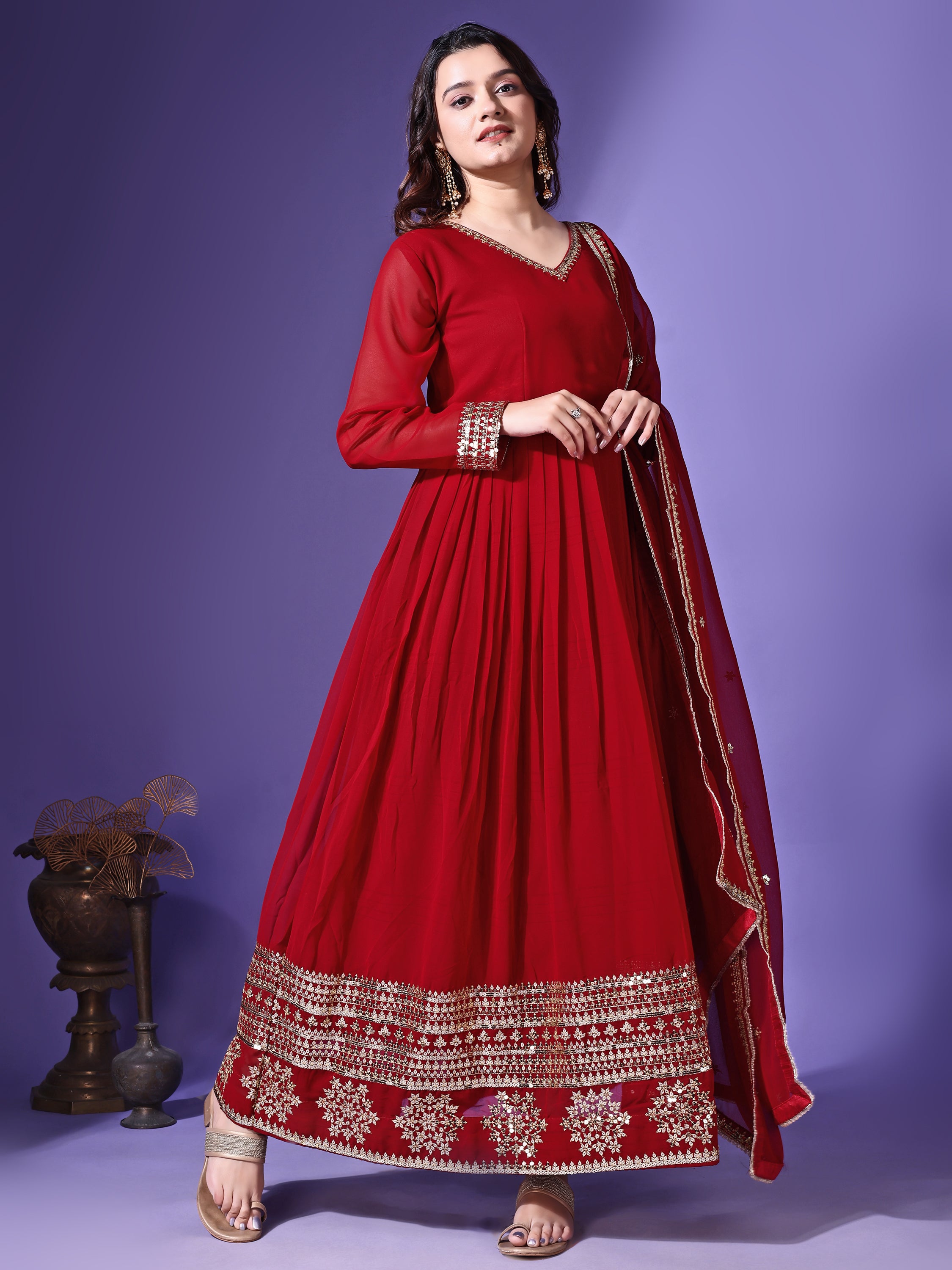 Designer Embroidered Anarkali Suit Set with Dupatta for Women
