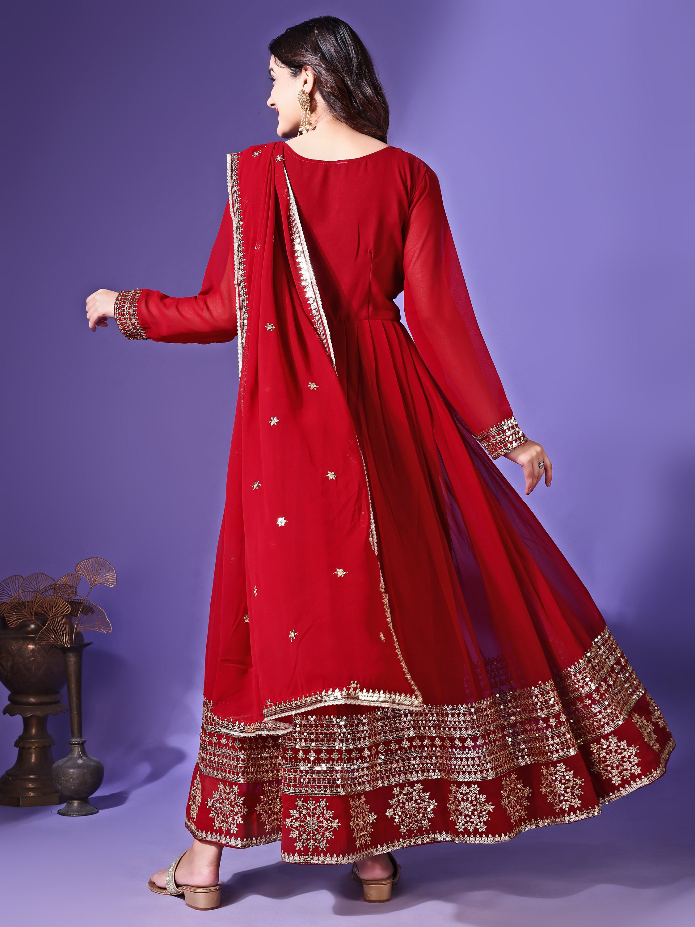 Designer Embroidered Anarkali Suit Set with Dupatta for Women
