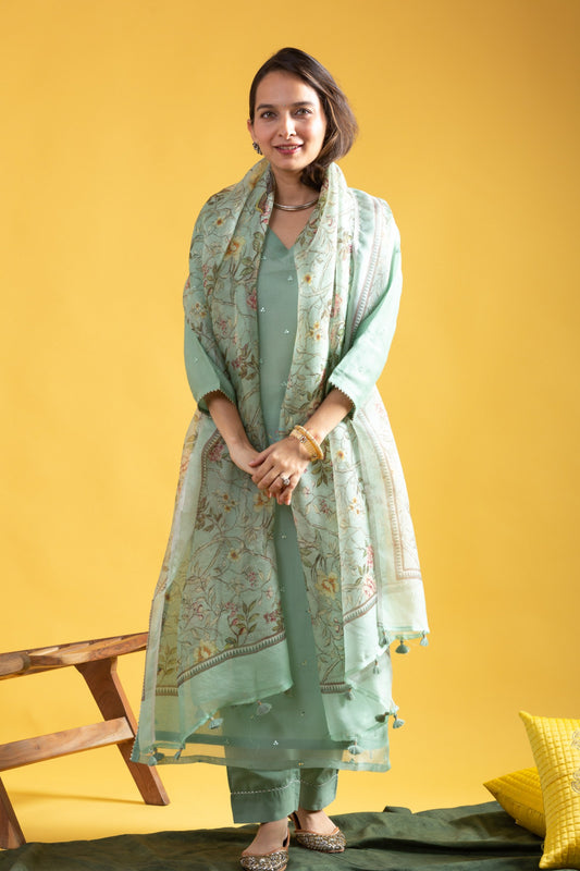 Grace Green Kurta Set For Women