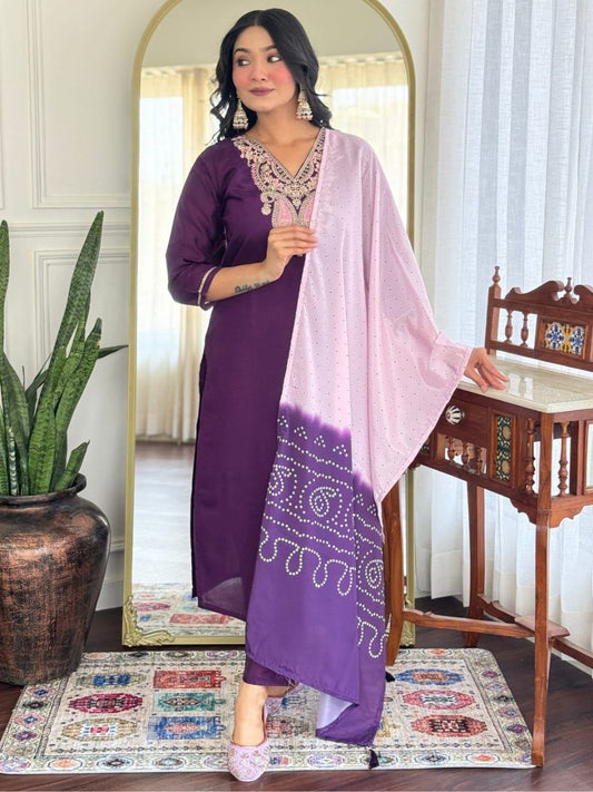 Beatifull Purple Kurta Set For Women
