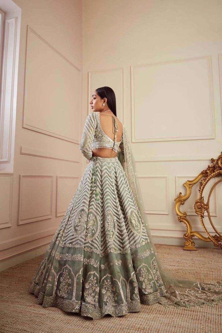 Bridal Wedding Wear Pista Green Lehenga Choli