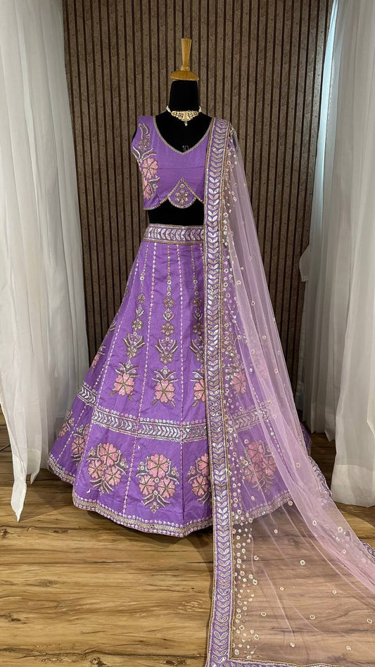 Silk Lavender Party Wear Lehenga Choli