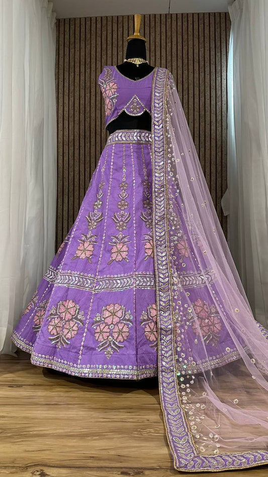 Silk Lavender Party Wear Lehenga Choli