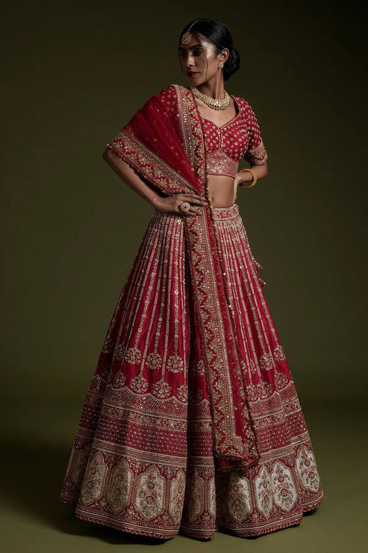 Bridal Wear Silk Red Lehenga Choli