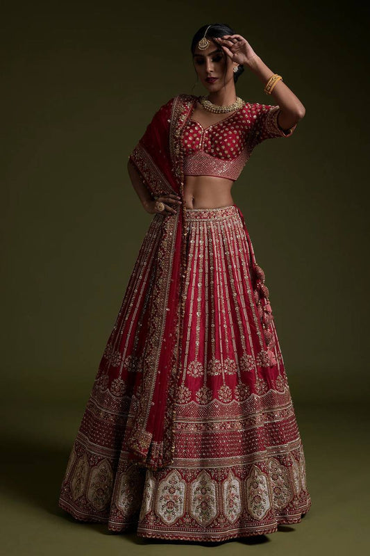 Bridal Wear Silk Red Lehenga Choli