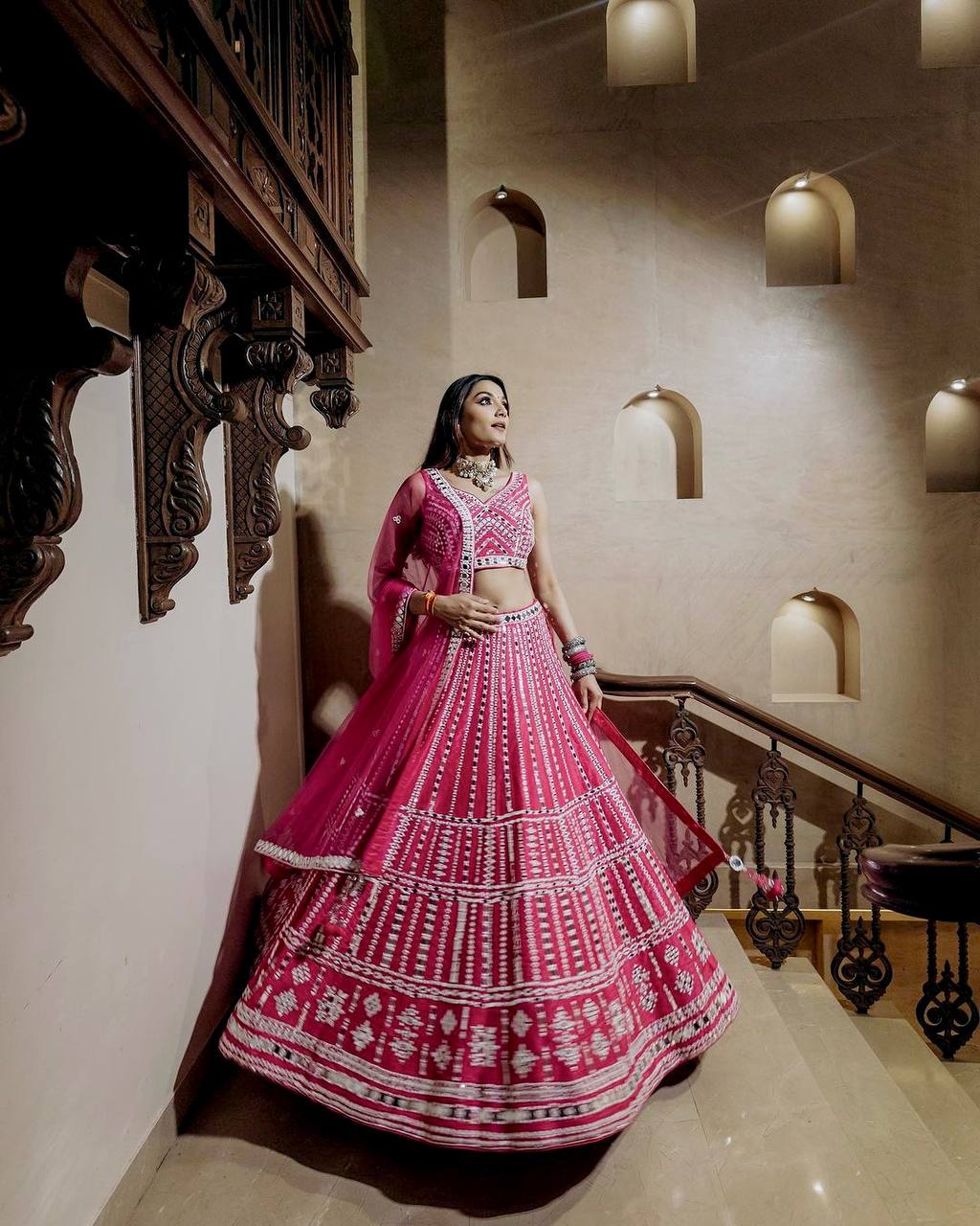 Silk Bridesmaid Pink Lehenga Choli With Dupatta