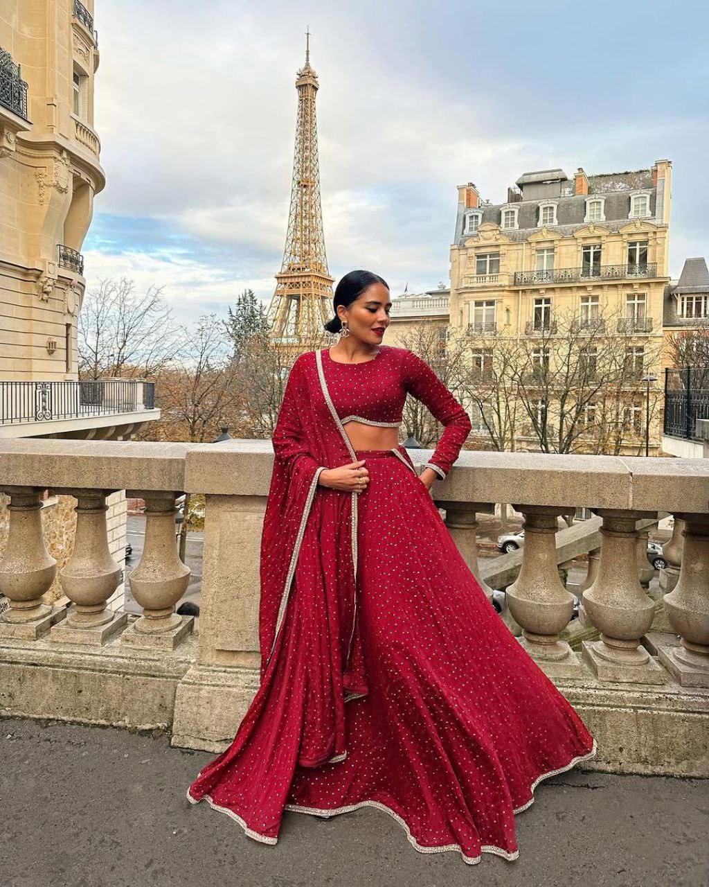 Party Wear Silk Embroidered Red Lehenga Choli