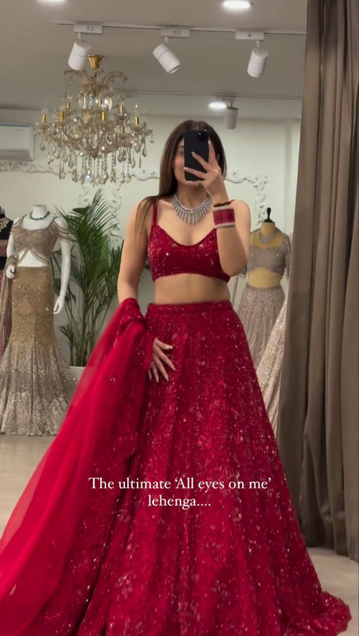 Red Silk Party Wear Lehenga Choli