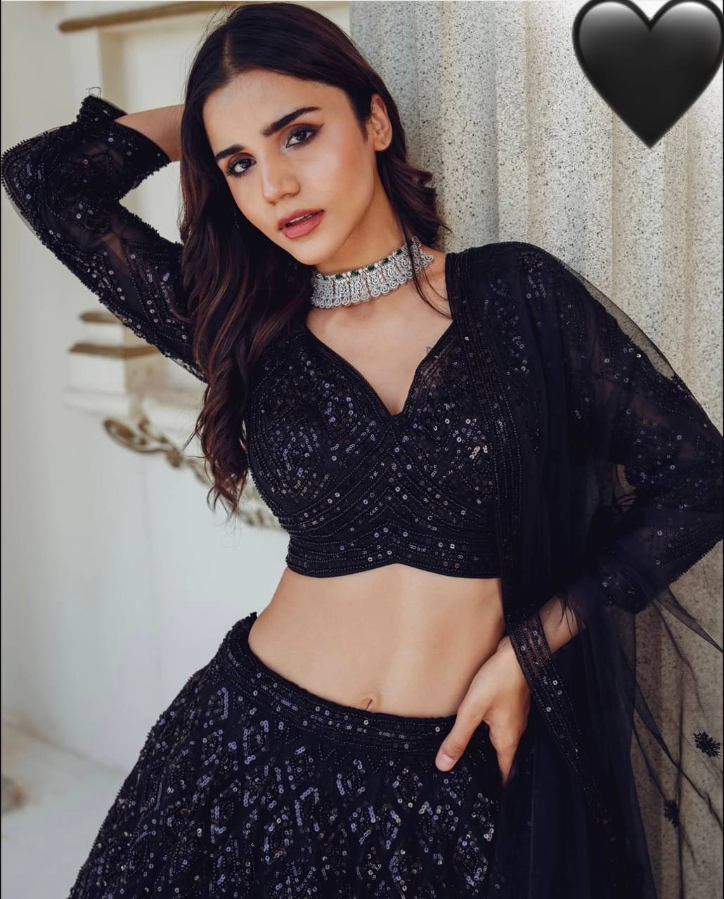 Beautiful Georgette Sequence Black Lehenga Choli