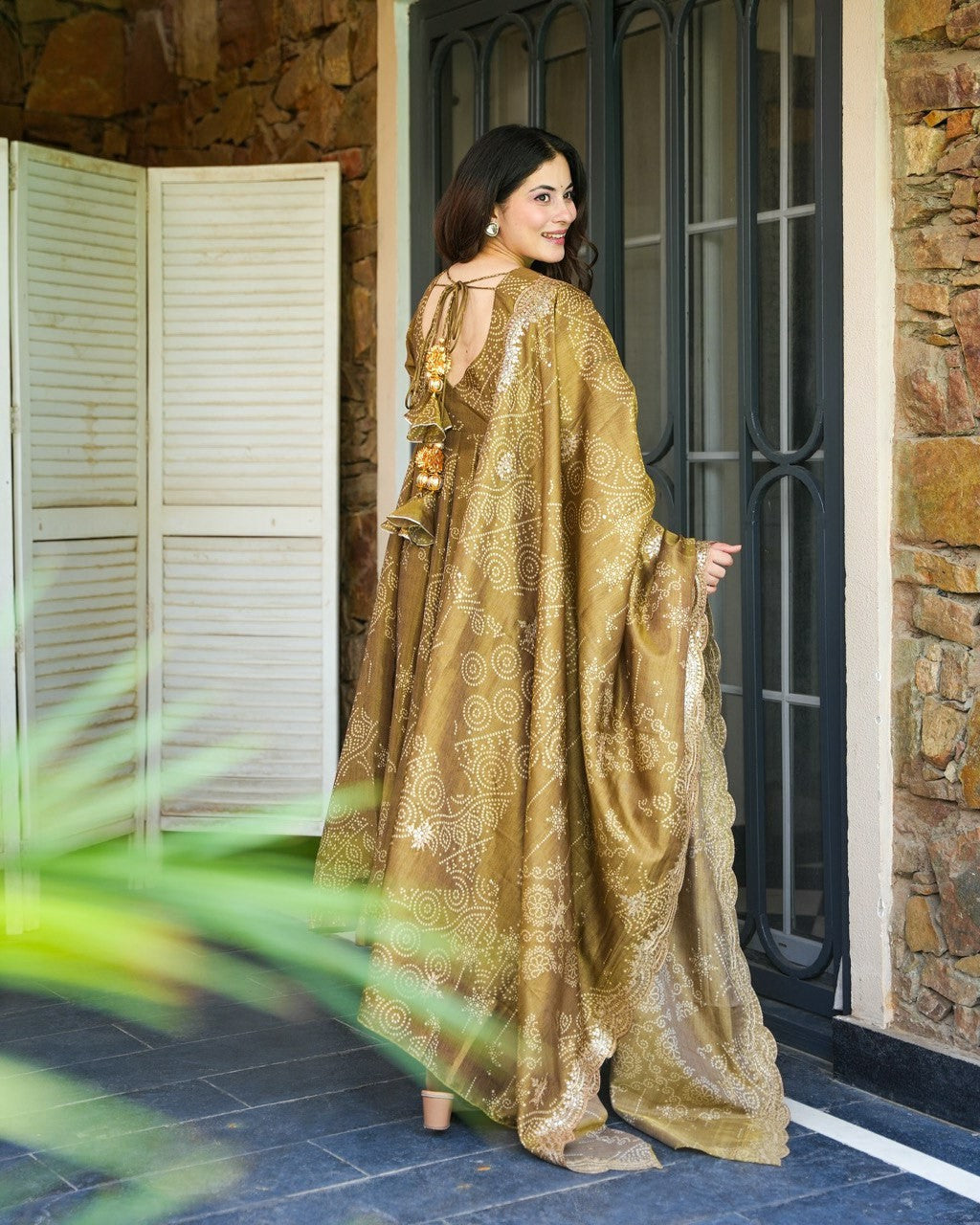 Elegant Mustard Gold Anarkali Kurta Set with Dupatta