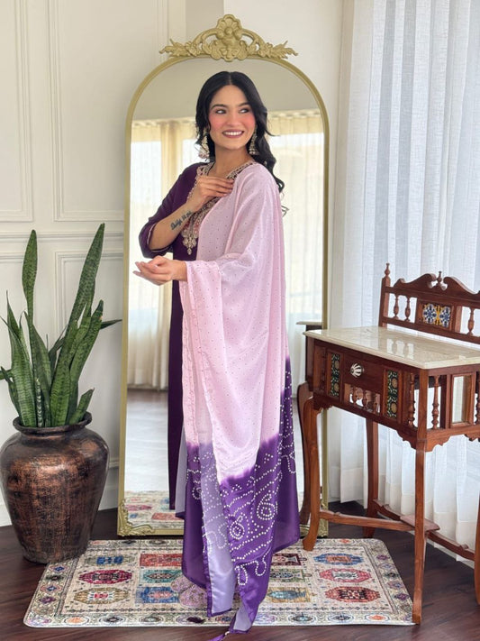 Beatifull Purple Kurta Set For Women