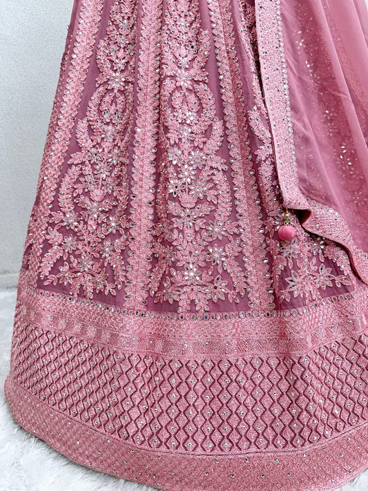 Wedding Wear Embroidered Pink Lehenga Choli