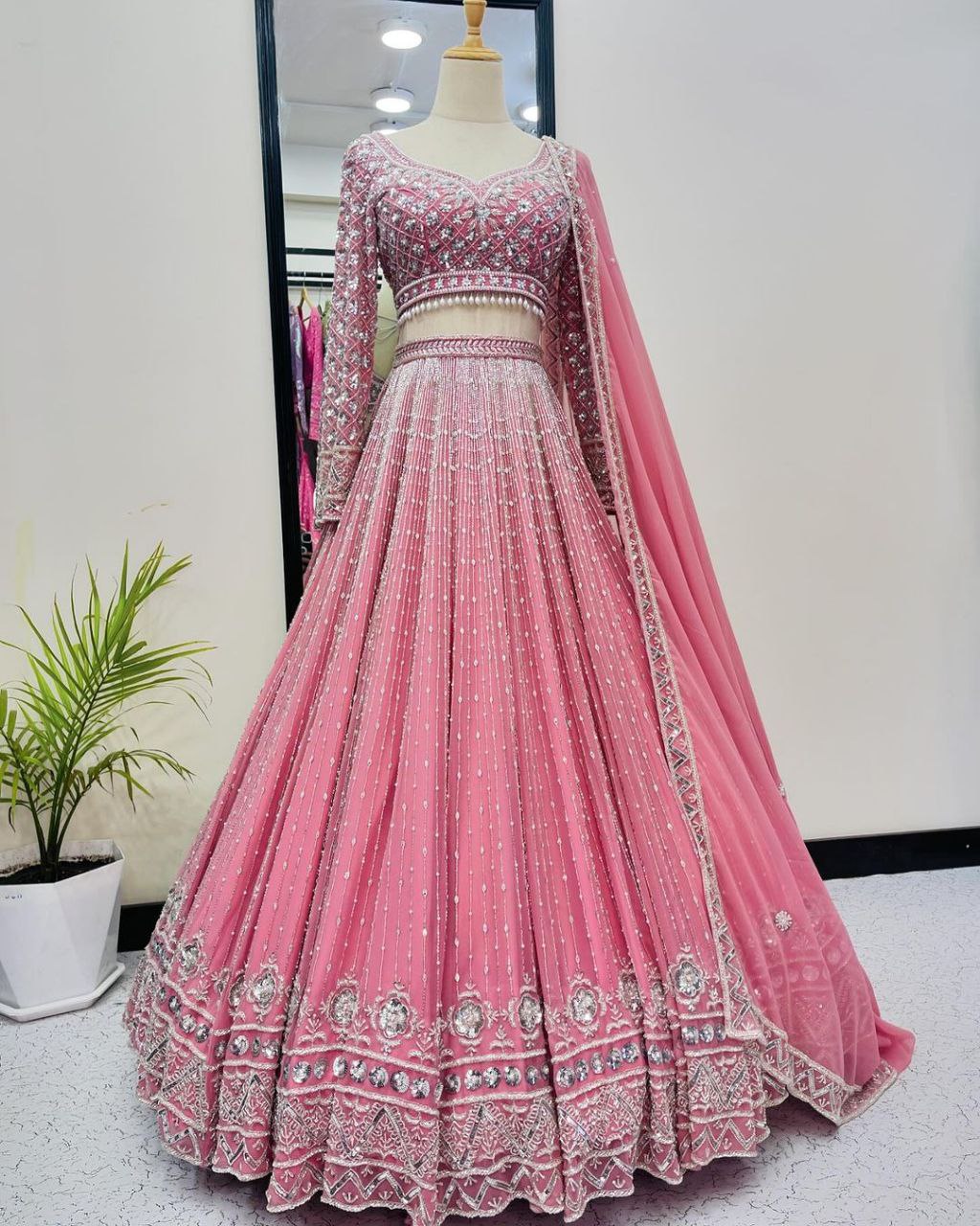 Georgette Wedding Pink Lehenga Choli