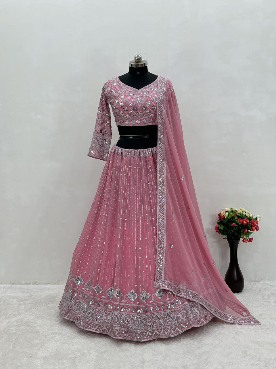 Georgette Wedding Pink Lehenga Choli