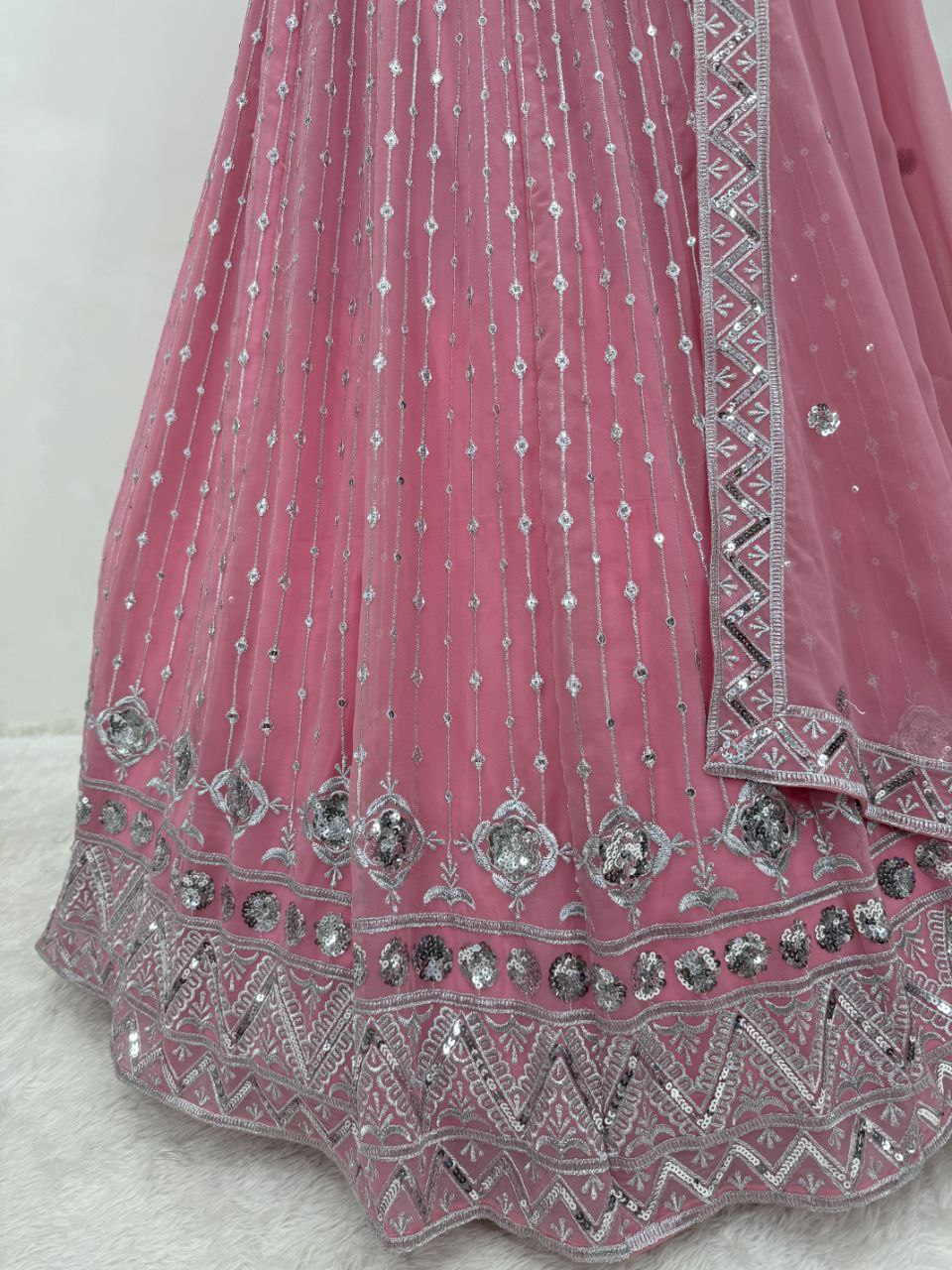 Georgette Wedding Pink Lehenga Choli