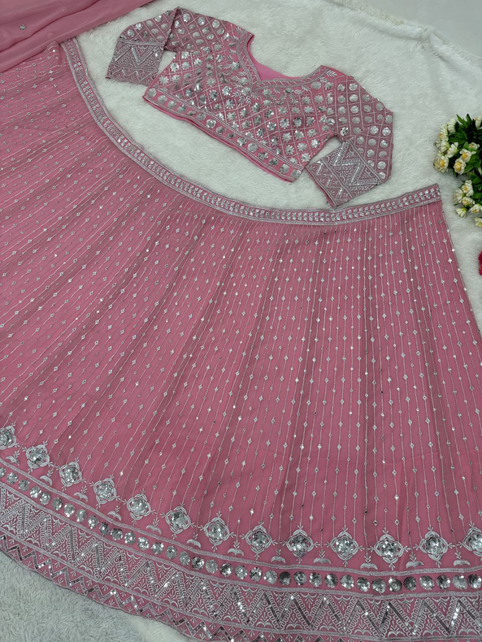 Georgette Wedding Pink Lehenga Choli