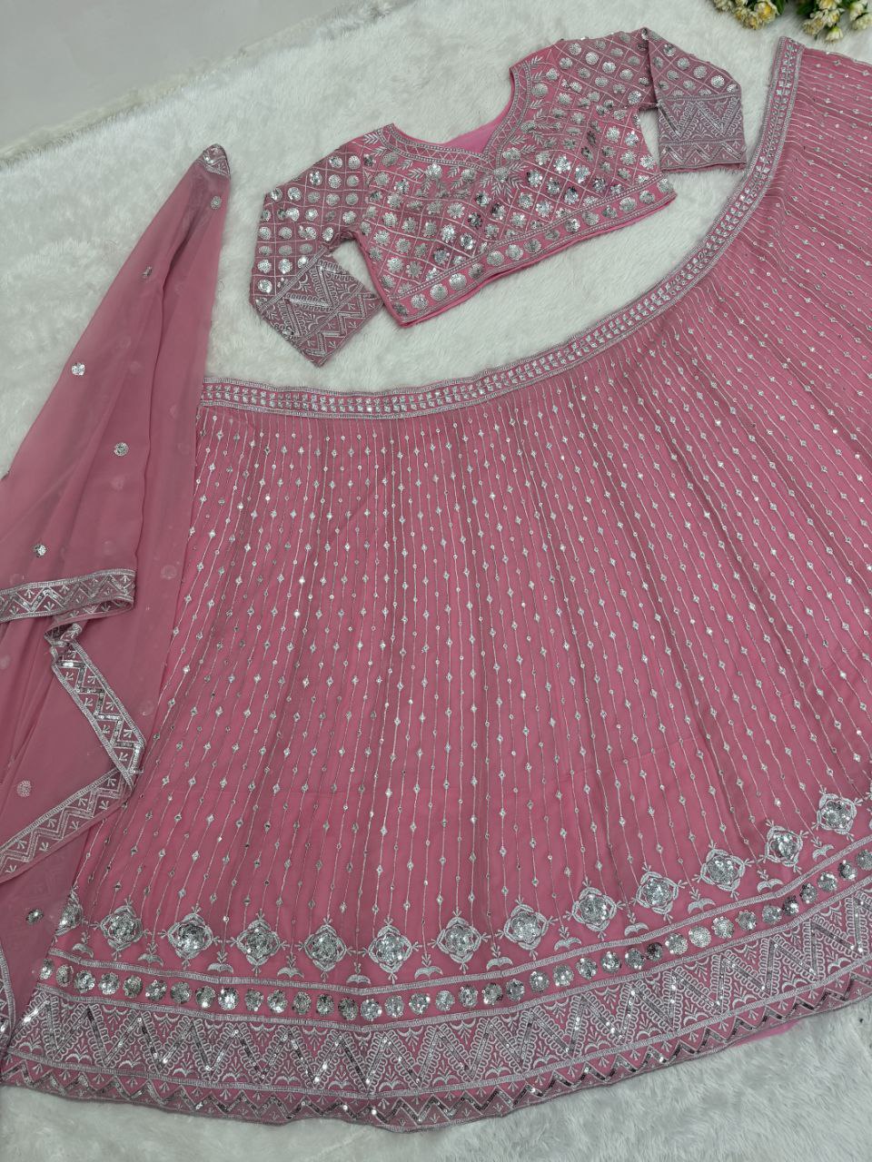 Georgette Wedding Pink Lehenga Choli