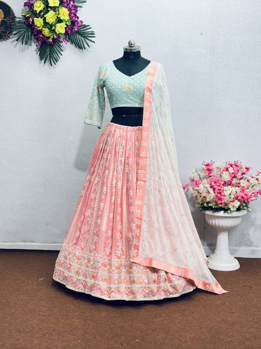 Beautiful Embroidered Zari Work Lehenga Choli