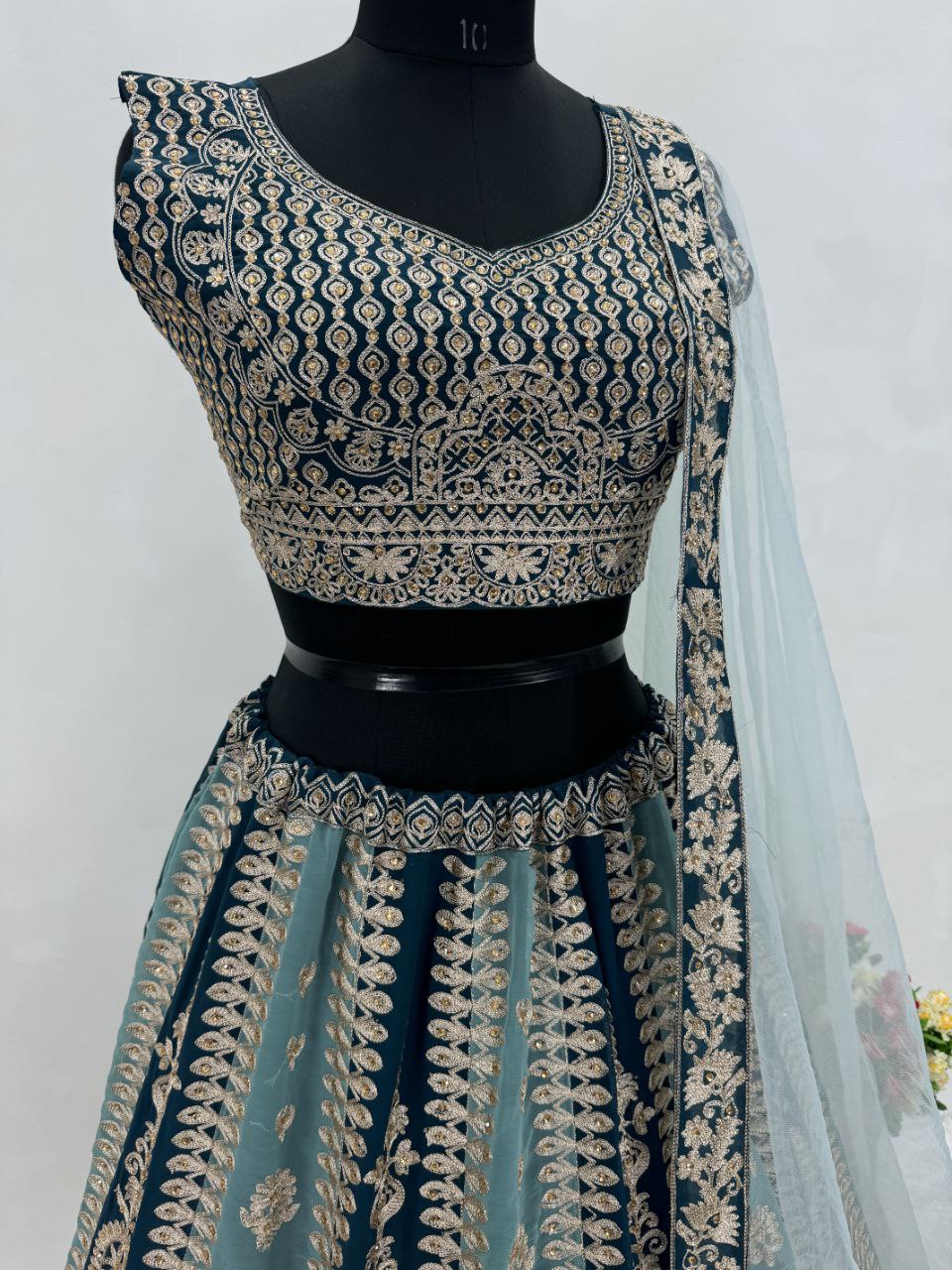 Bridal Georgette Blue Lehenga Choli