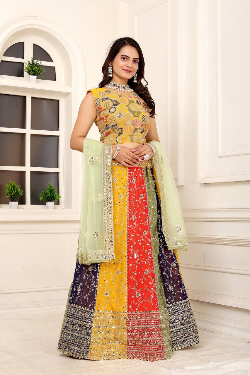 Georgette Silk Wedding Wear Multi Lehenga Choli