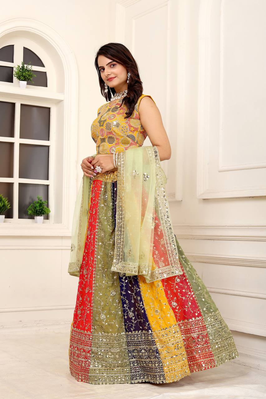 Georgette Silk Wedding Wear Multi Lehenga Choli