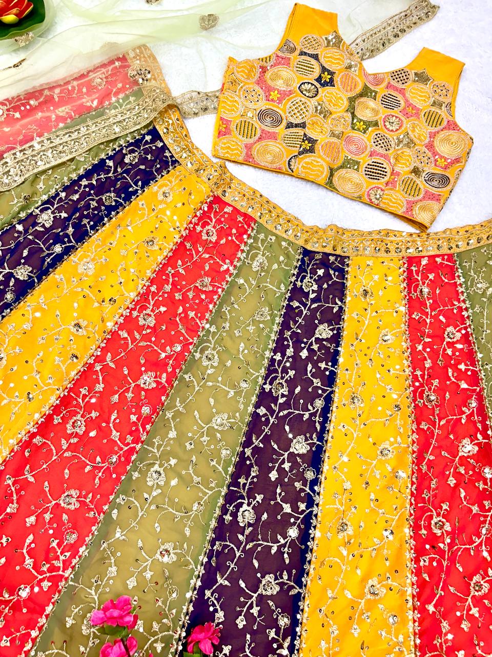 Georgette Silk Wedding Wear Multi Lehenga Choli