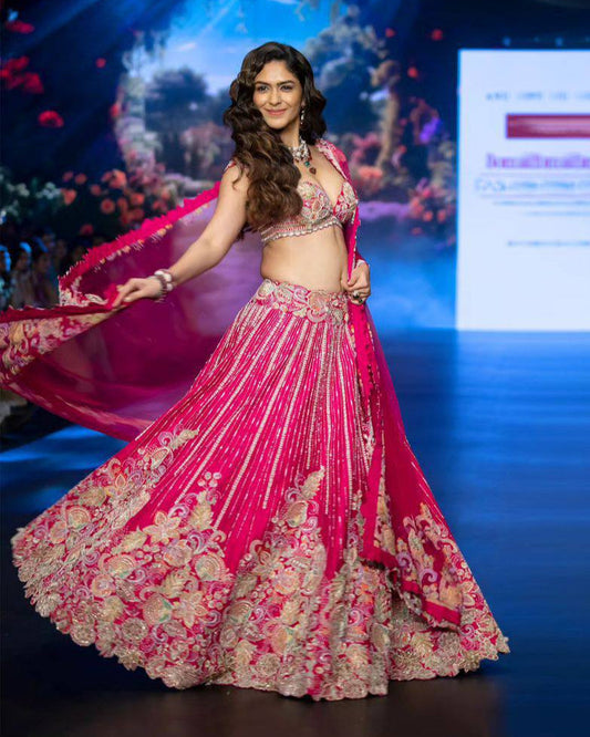 Designer Georgette Bridal Wear Pink Lehenga Choli