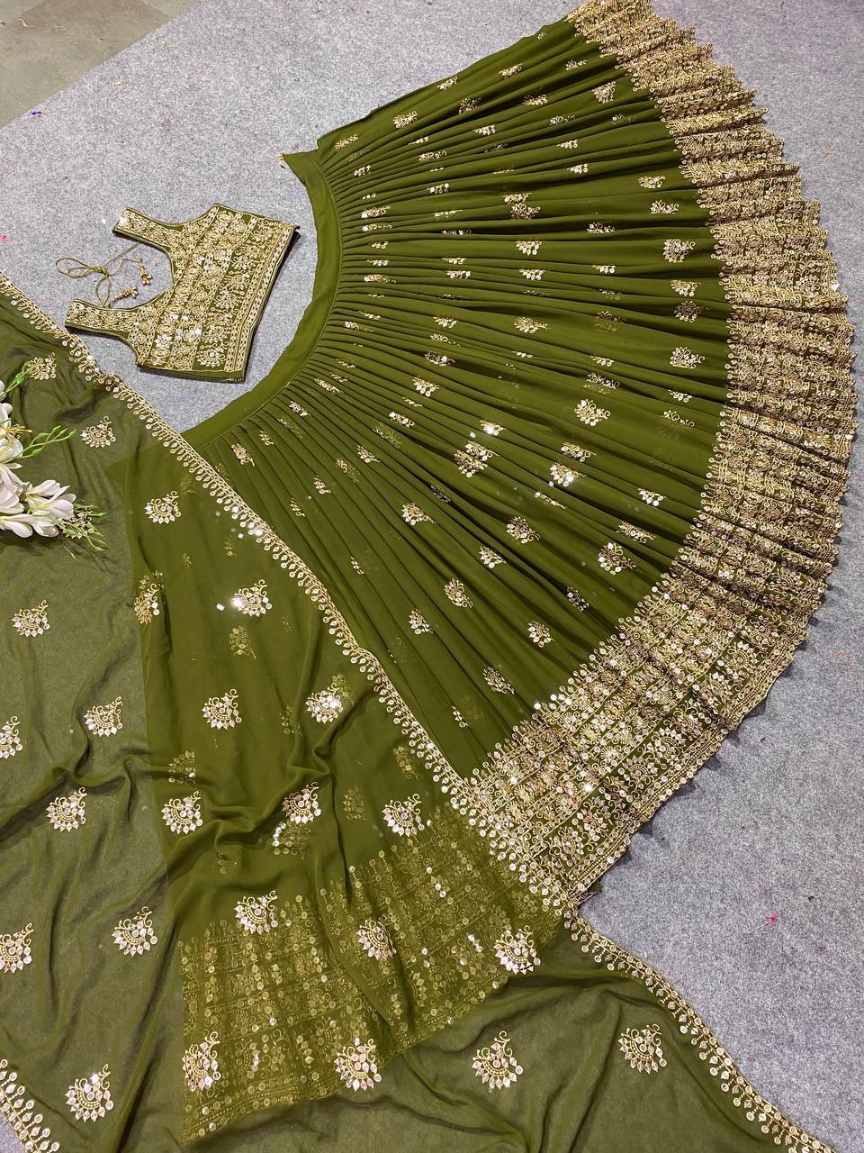 Mehndi Collection Georgette Mehndi Lehenga Choli