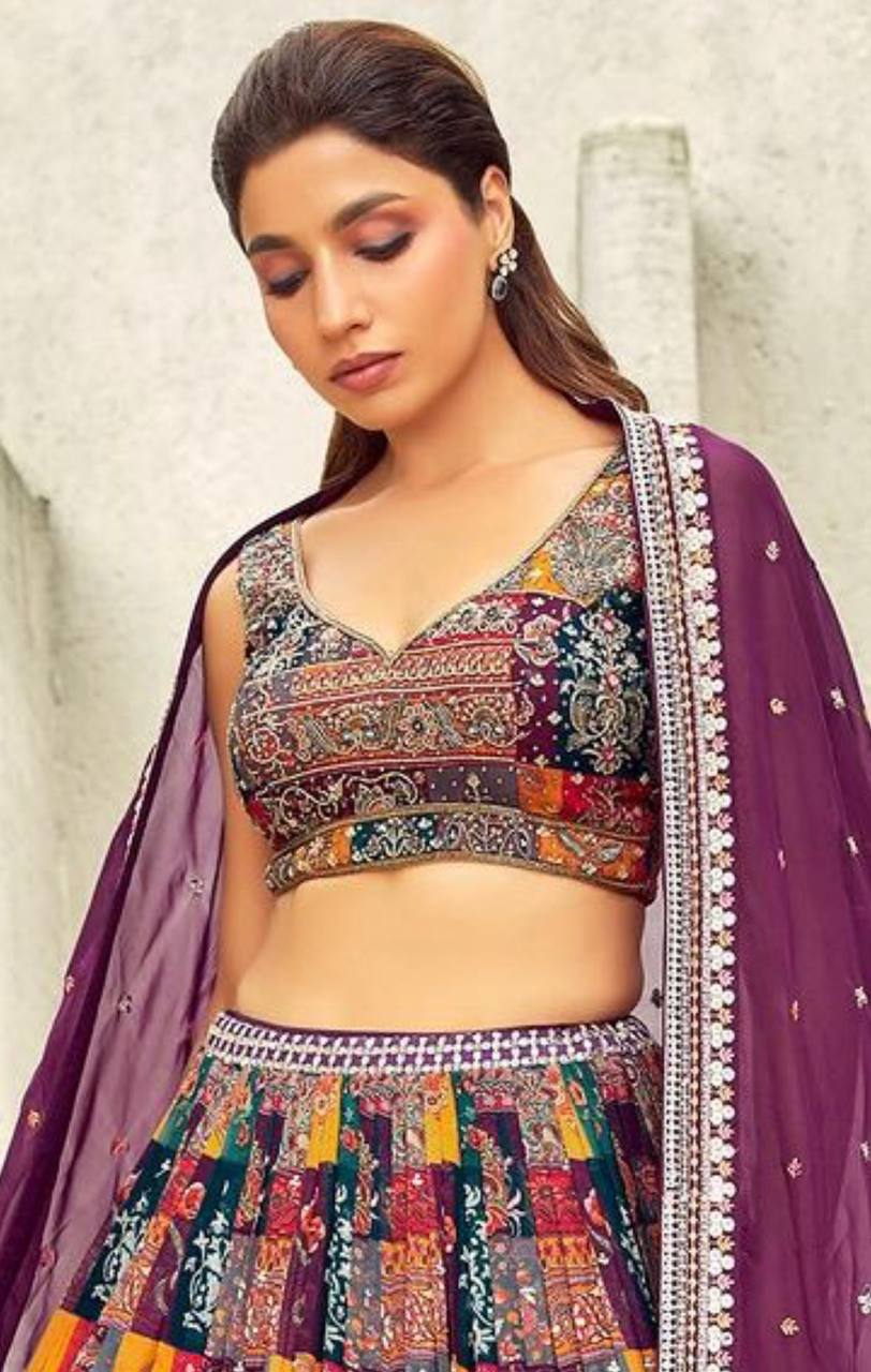 Georgette Wedding Wear Multi Lehenga Choli