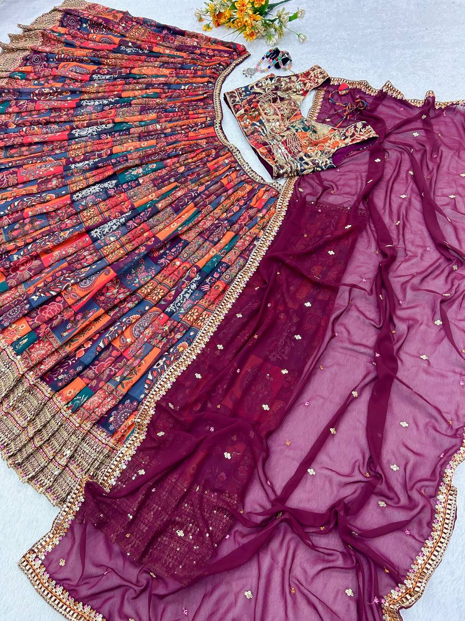 Georgette Wedding Wear Multi Lehenga Choli