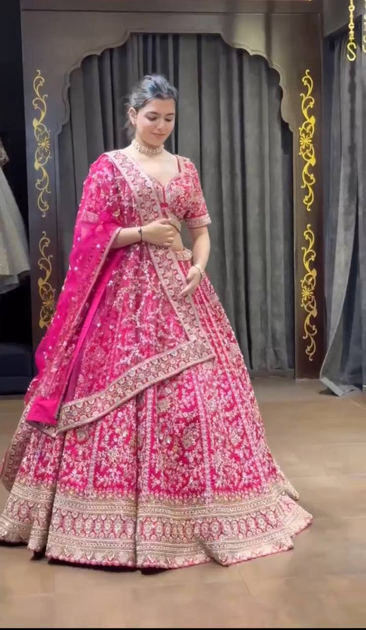 Bridal Wear Georgette Pink Lehenga Choli