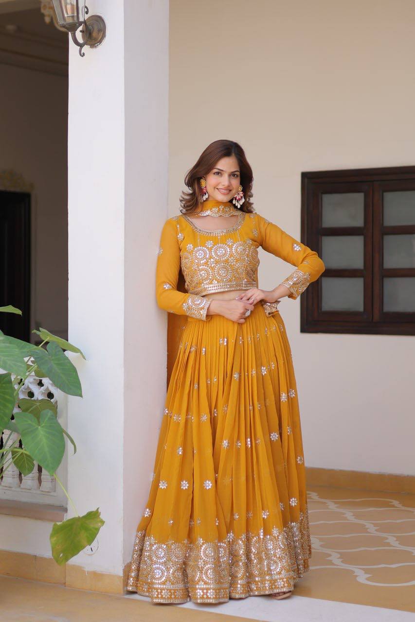 Haldi Collection Georgette Yellow Lehenga Choli