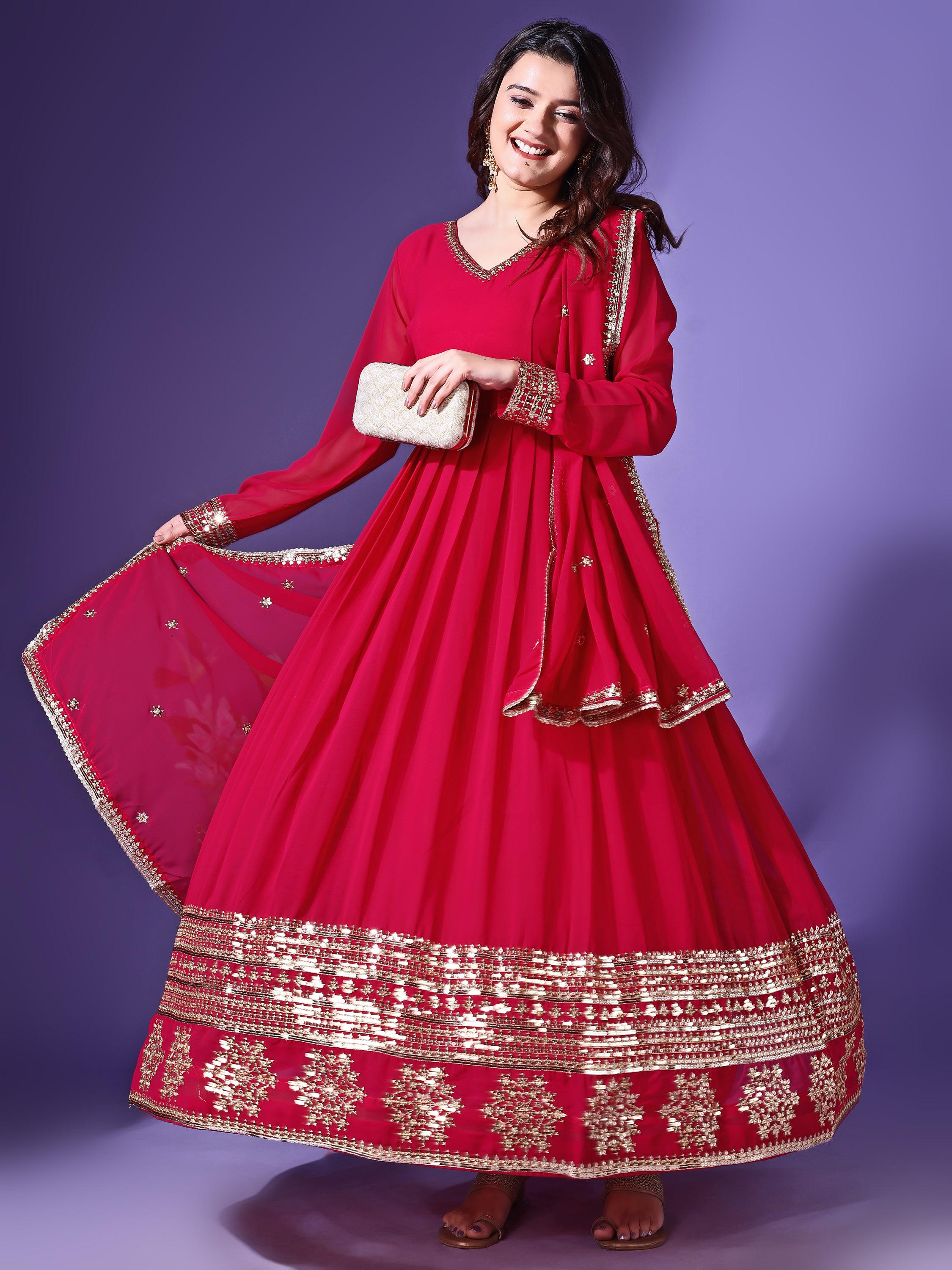 Designer Embroidered Anarkali Suit Set with Dupatta for Women