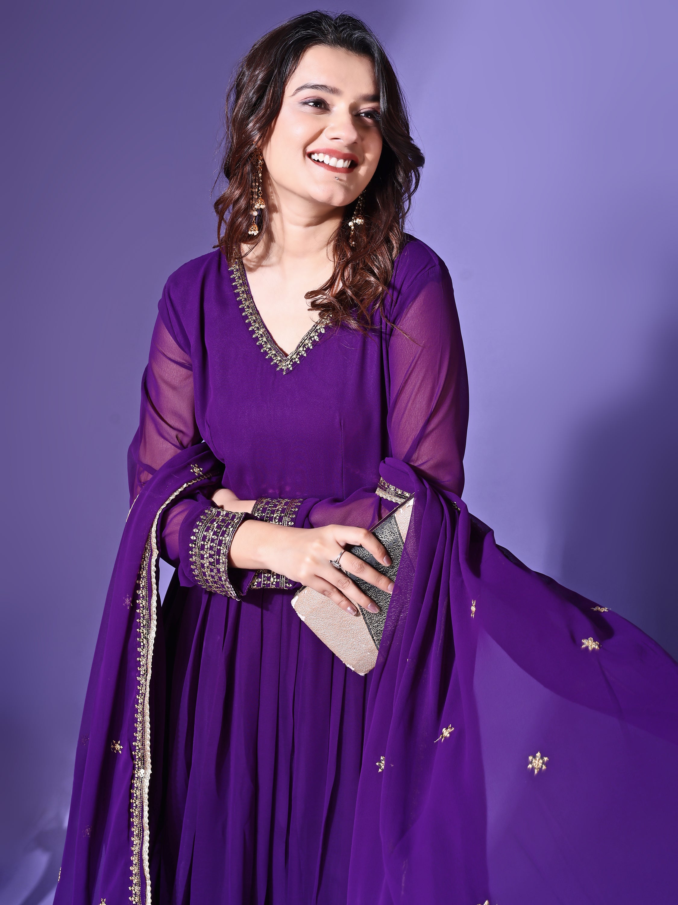 Designer Embroidered Anarkali Suit Set with Dupatta for Women