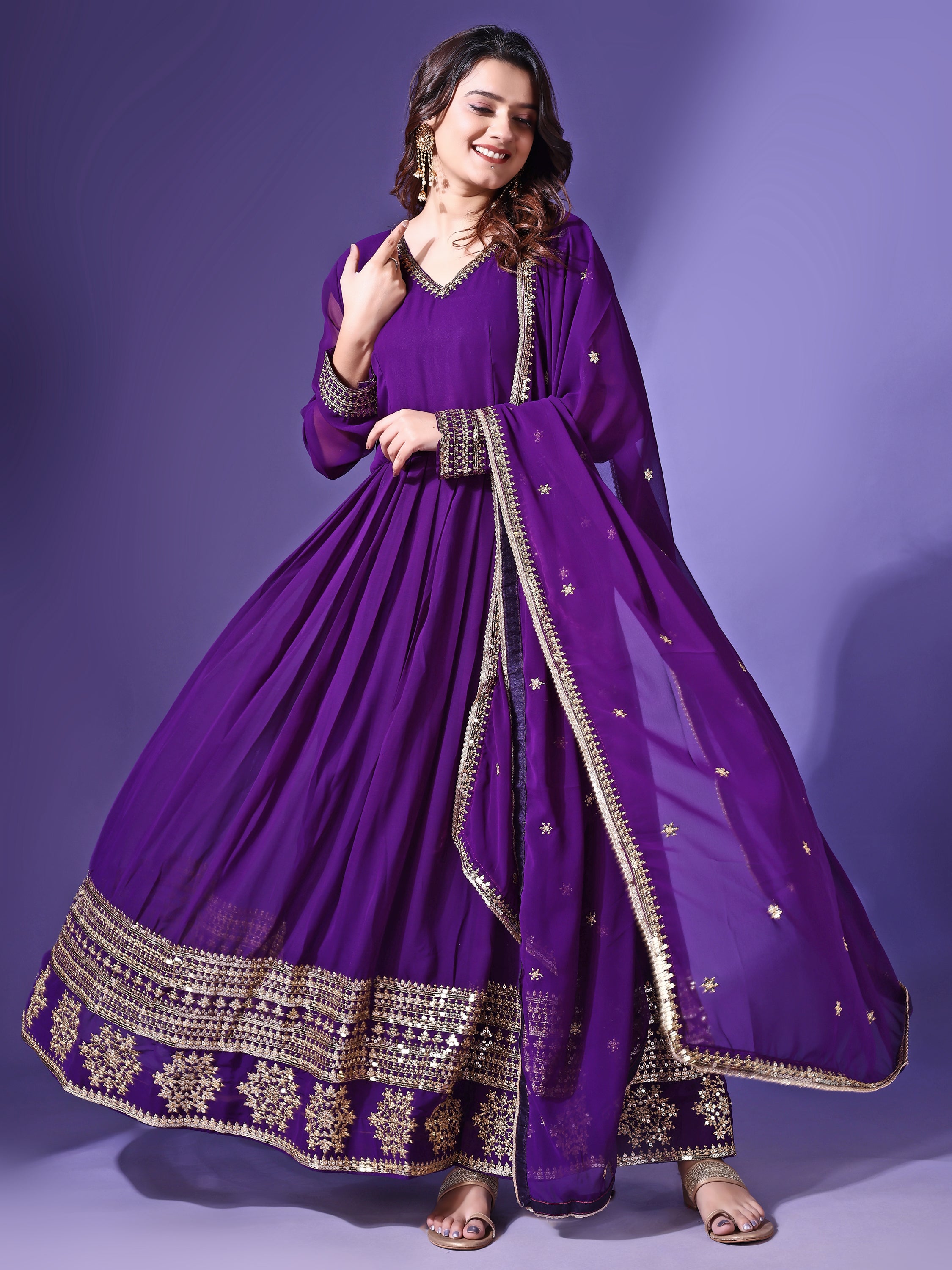 Designer Embroidered Anarkali Suit Set with Dupatta for Women