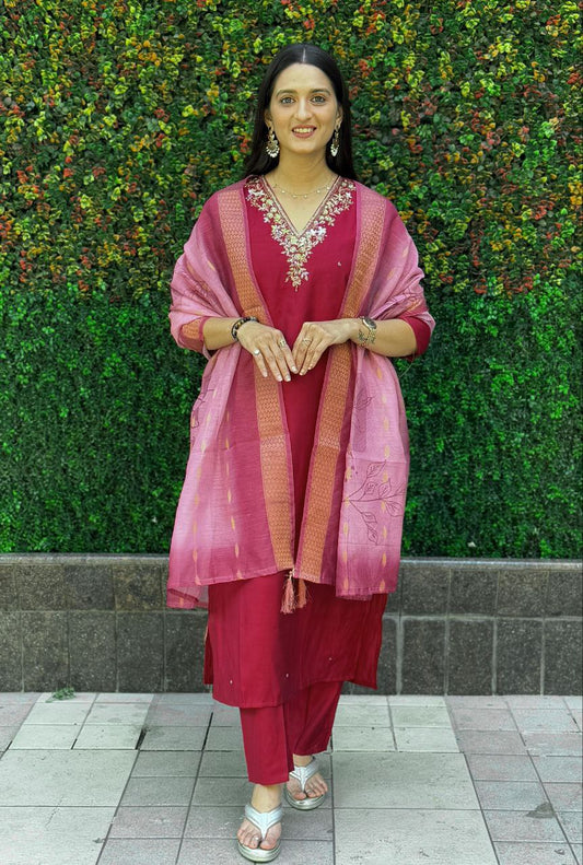 Festival Wear Red Kurta Set For Women