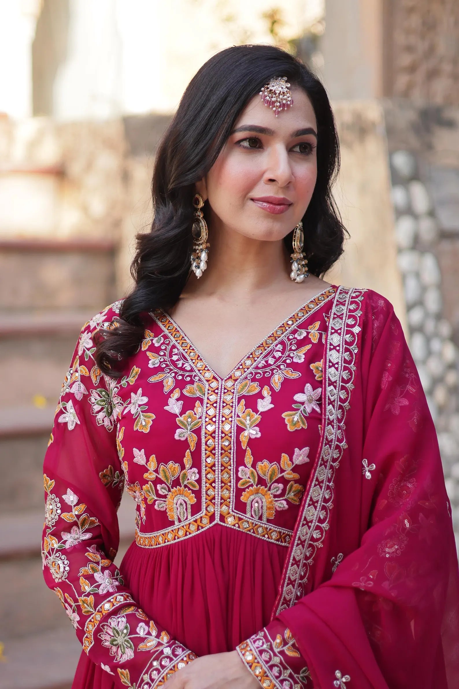 Designer Embroidered Anarkali Gown with Dupatta for Women