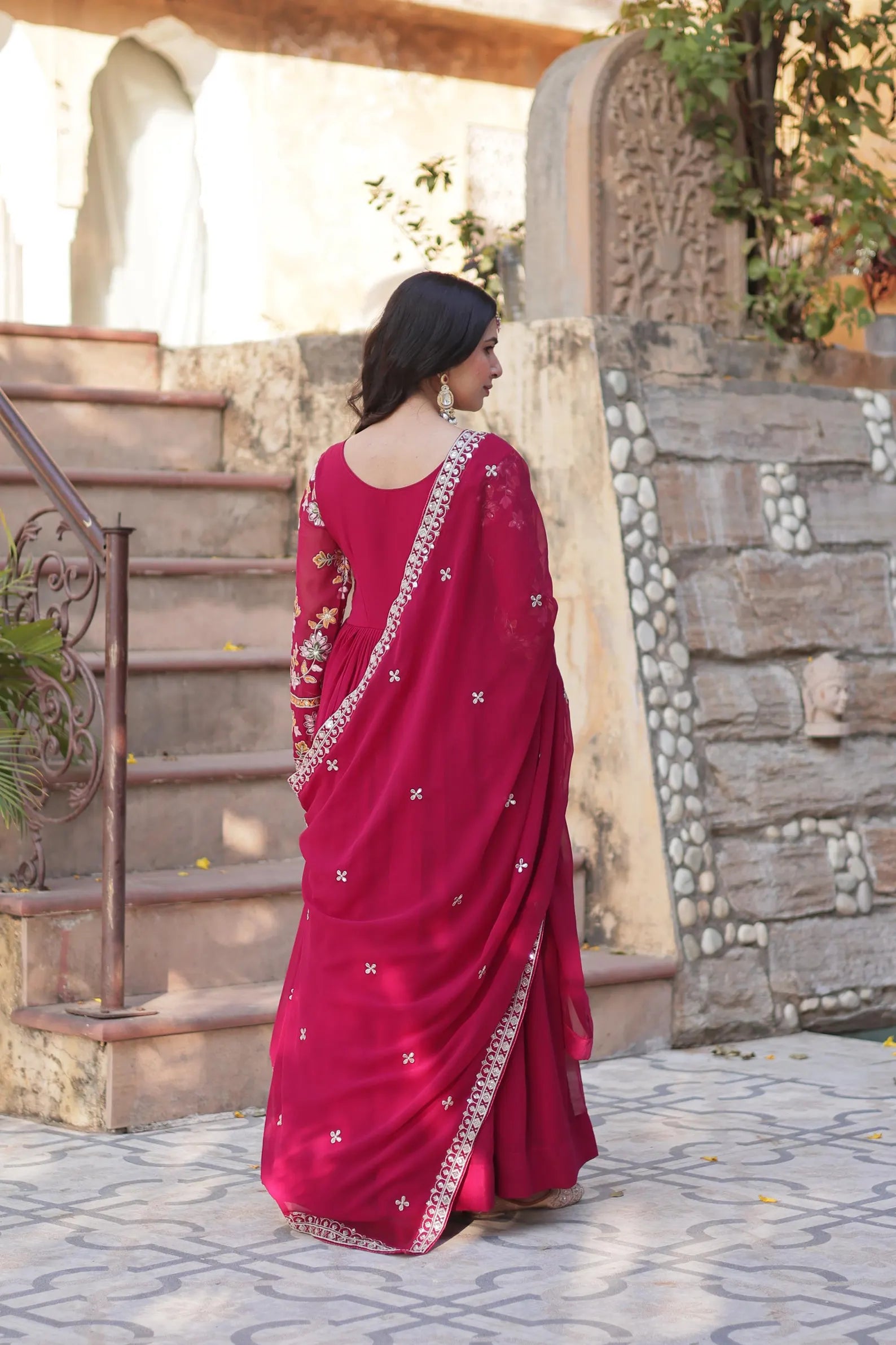 Designer Embroidered Anarkali Gown with Dupatta for Women
