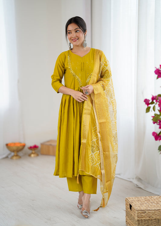 Festival Wear Yellow Kurta Set For Women