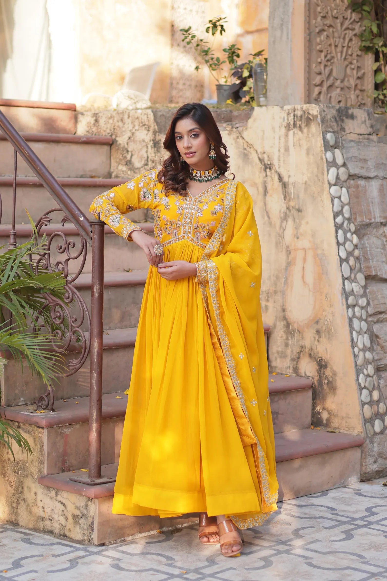 Designer Embroidered Anarkali Gown with Dupatta for Women